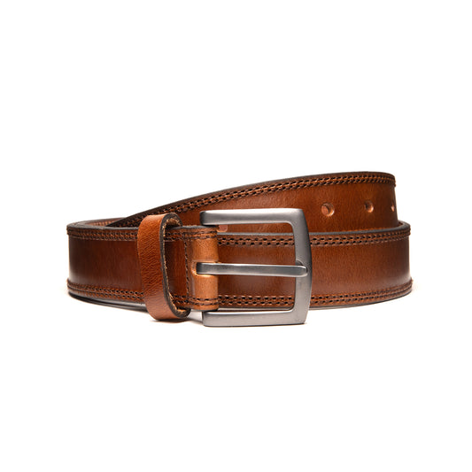 Leather Belt | Cognac Stitch - Quavaro