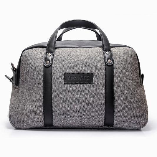 Albatross Weekender - Gray Herringbone | Black Leather